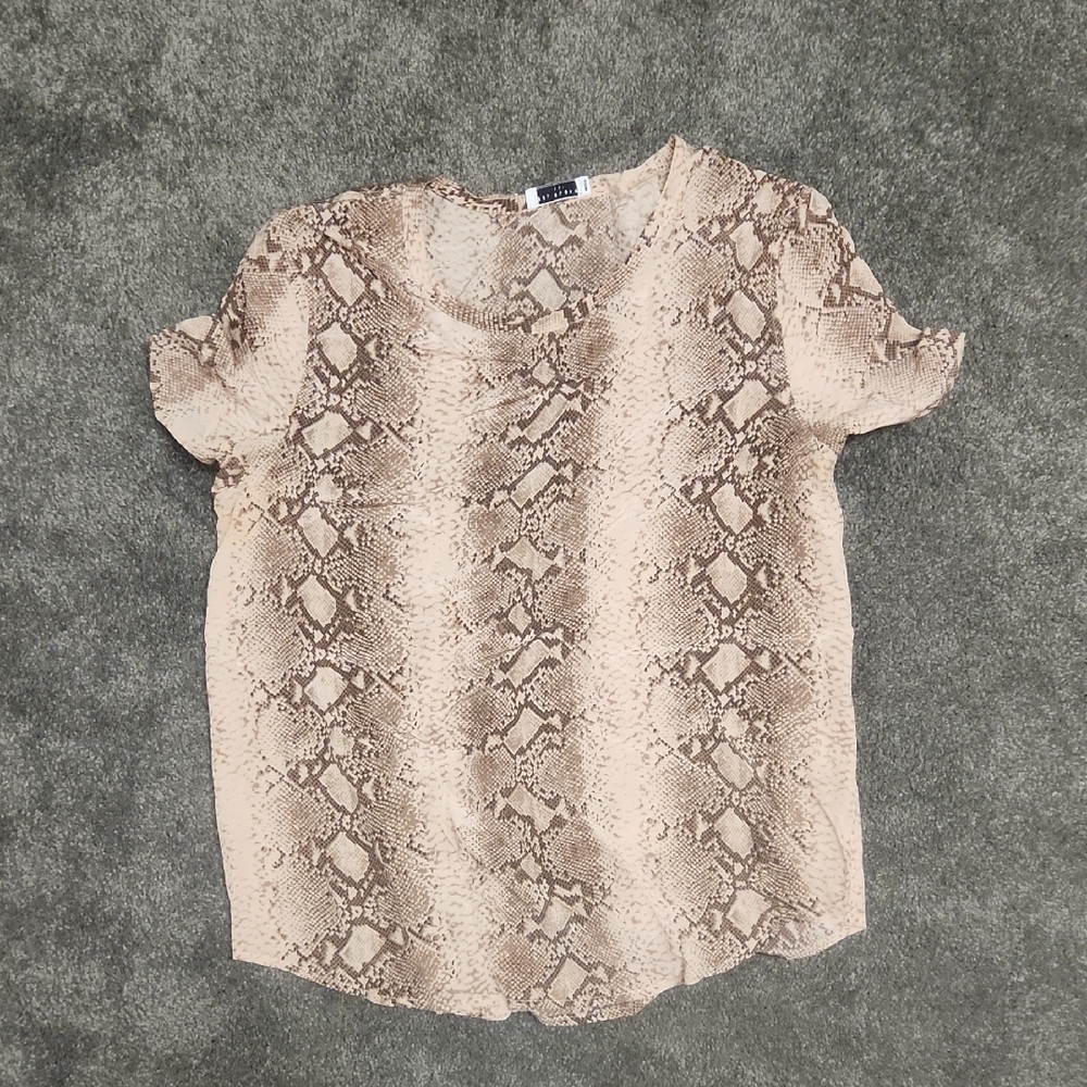 Equipment Brown and Cream Snake Print Blouse